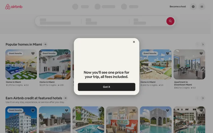 Airbnb website preview