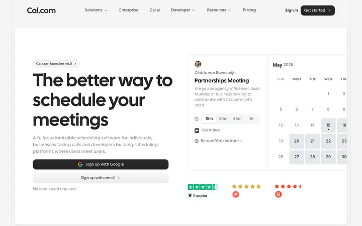 Cal.com website preview