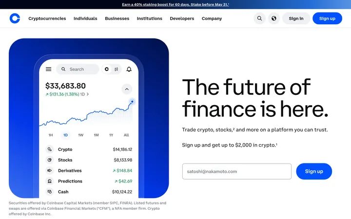 Coinbase website preview