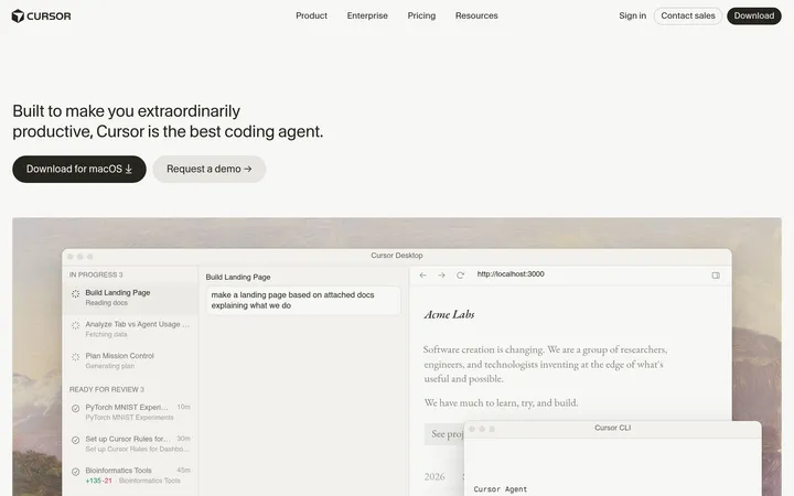 Cursor website preview