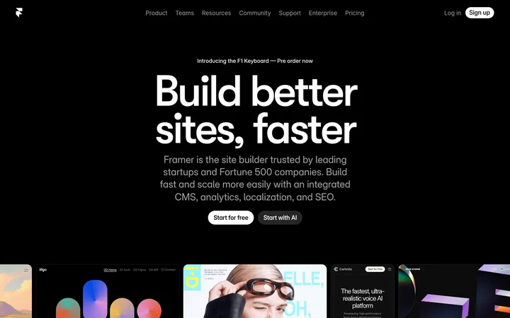 Framer website preview