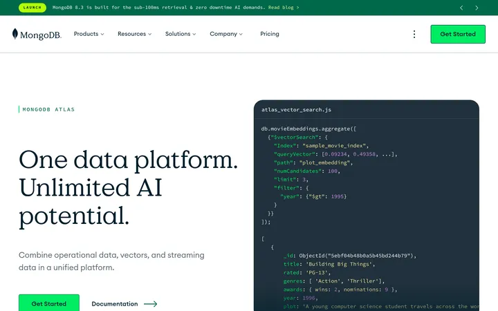MongoDB website preview