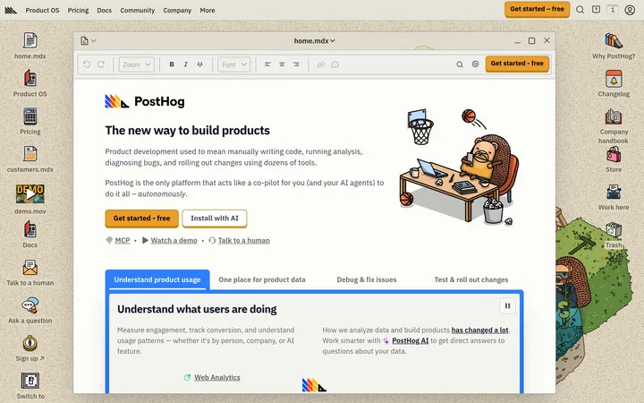 PostHog website preview