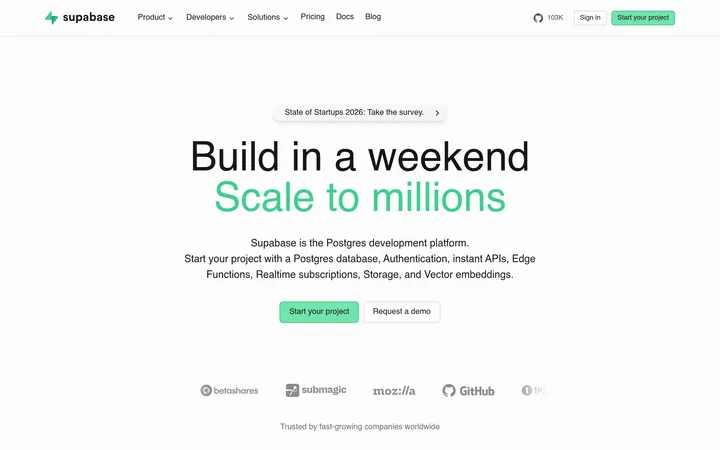 Supabase website preview