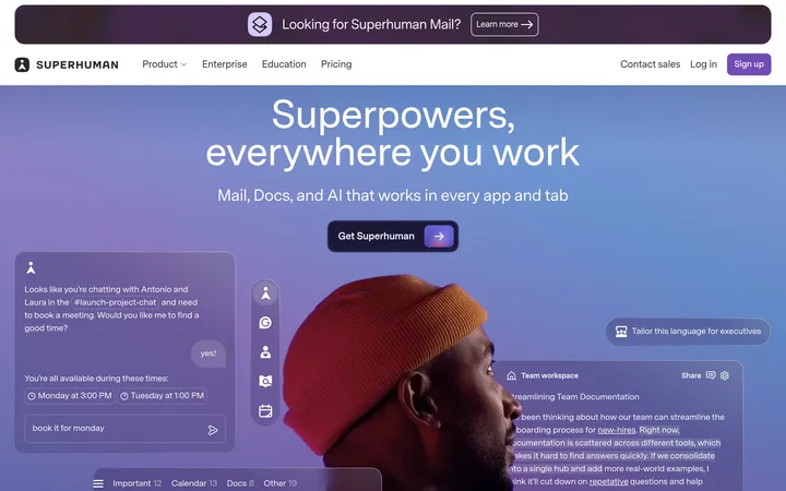 Superhuman website preview